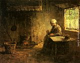 Jozef Israels Peasant Woman by a Hearth painting